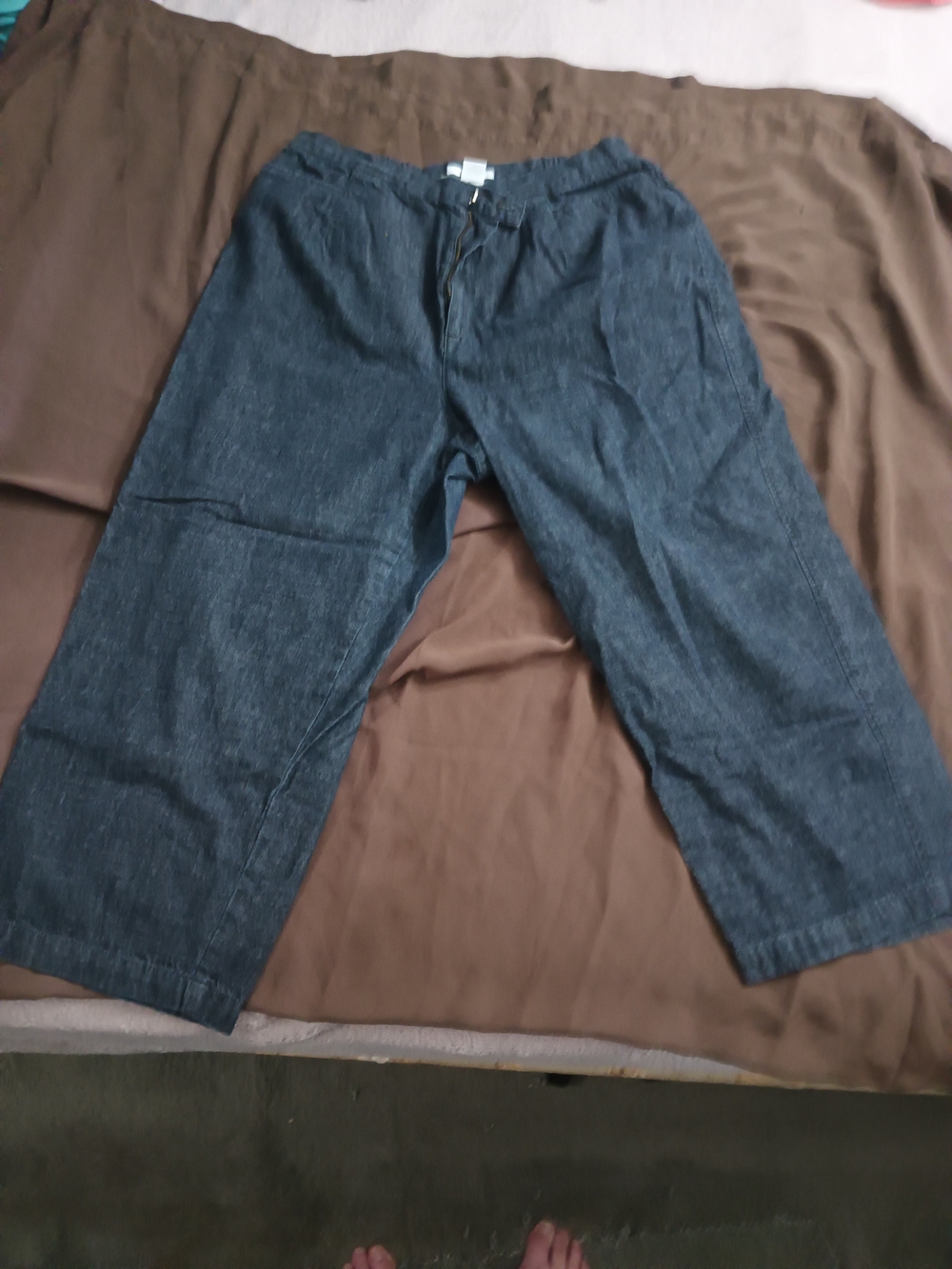 dressbarn Dark Blue Capri Pants with Drawstring Waist